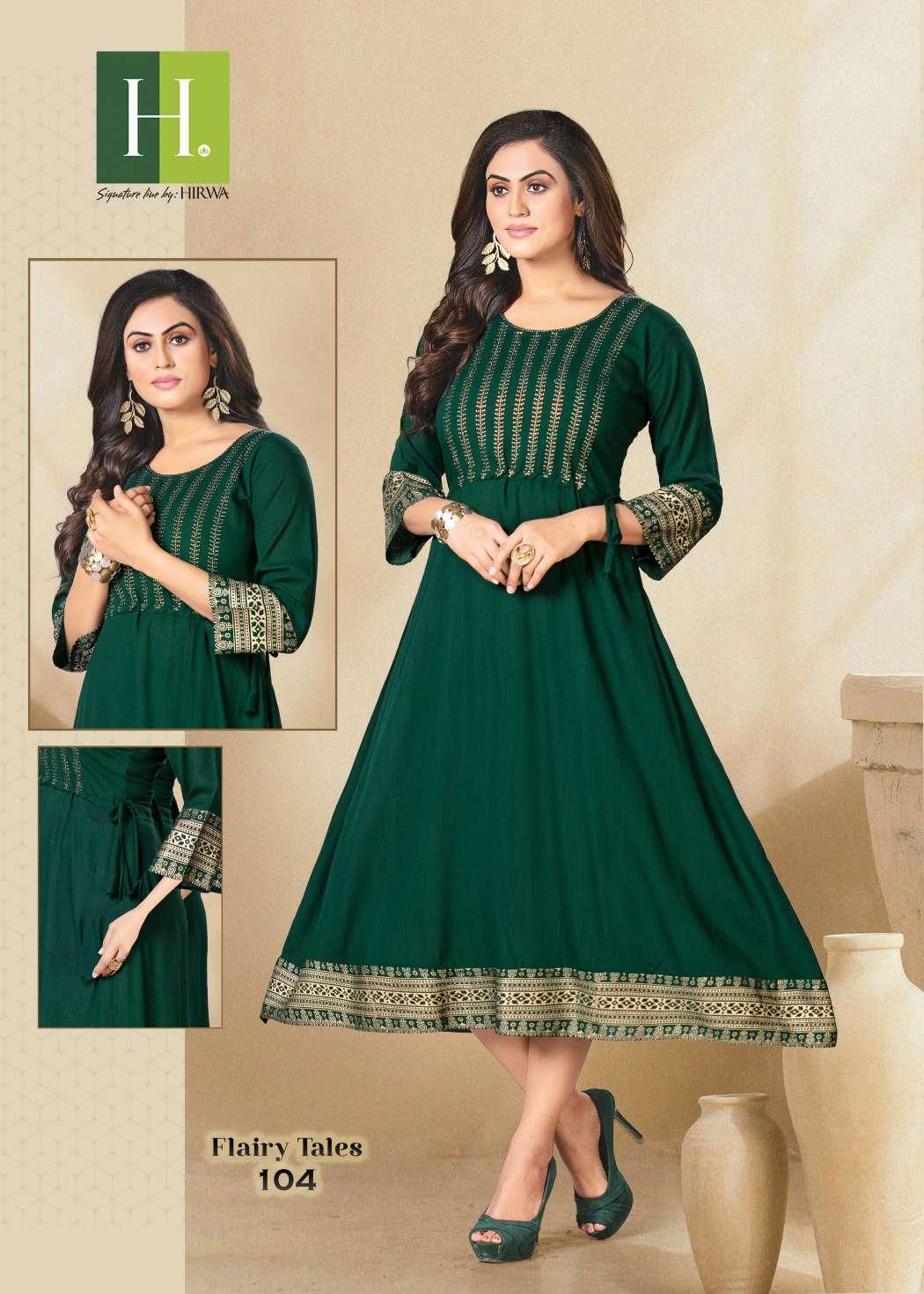 Hirwa Flairy Tales New Latest Designer Rayon Fancy Wear Kurti Collection